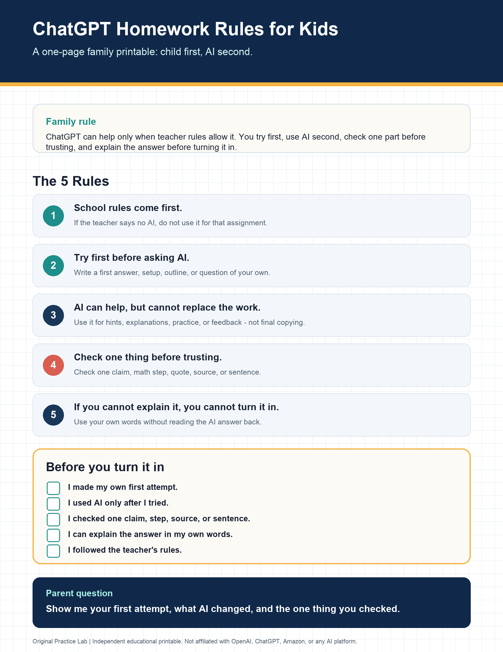 First-page preview of AI Homework Policy Kit