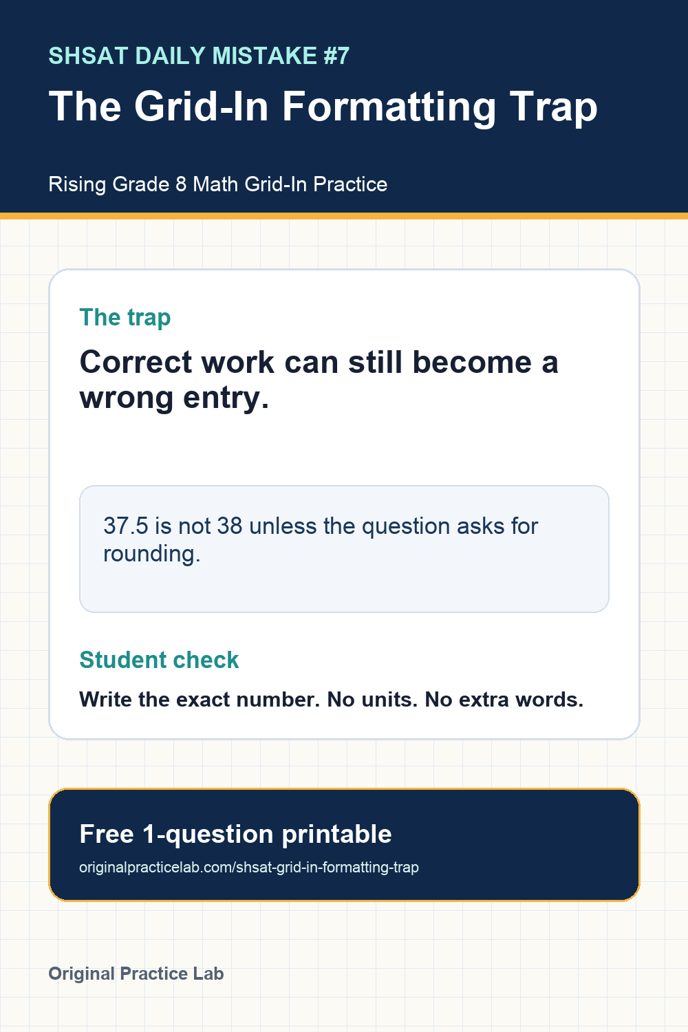 Preview page from Daily Mistake #7: The Grid-In Formatting Trap